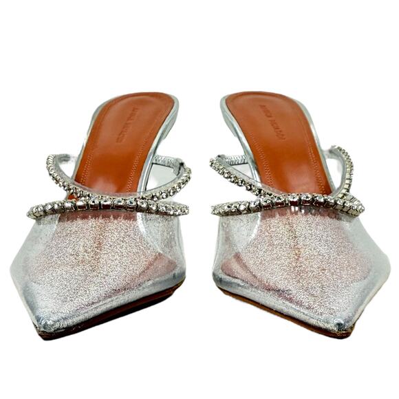 New Amina Muaddi Gilda Crystals Pvc Transparent Mules Size 38 - Picture 4 of 11